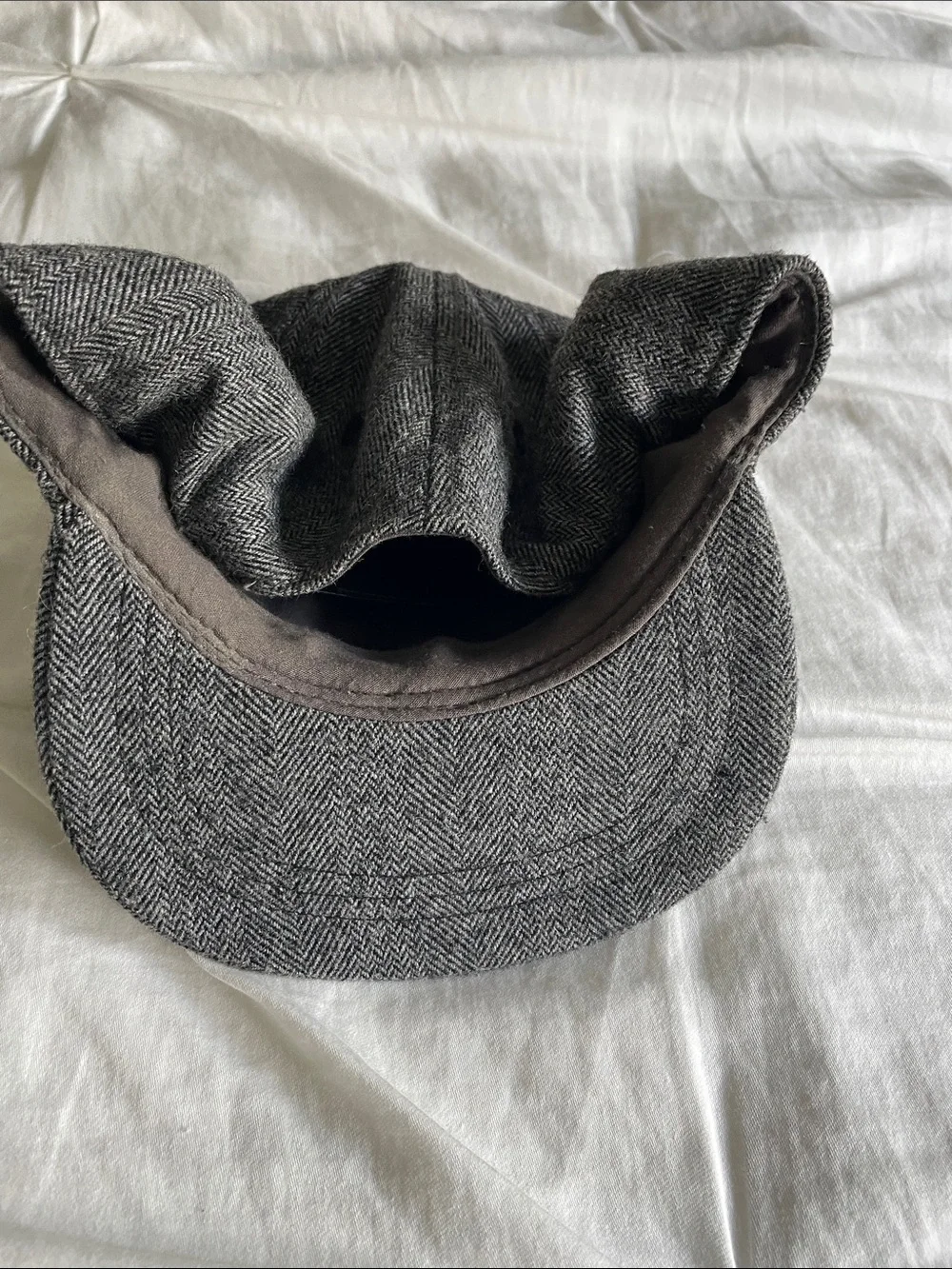 Binky Boo Kids Gray Herringbone Cap with Leather Patch (Toddler size)